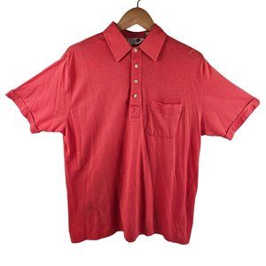 RHM Classic Mens Polo Shirt Size L Coral Solid Short Sleeve Pocket Lightweight